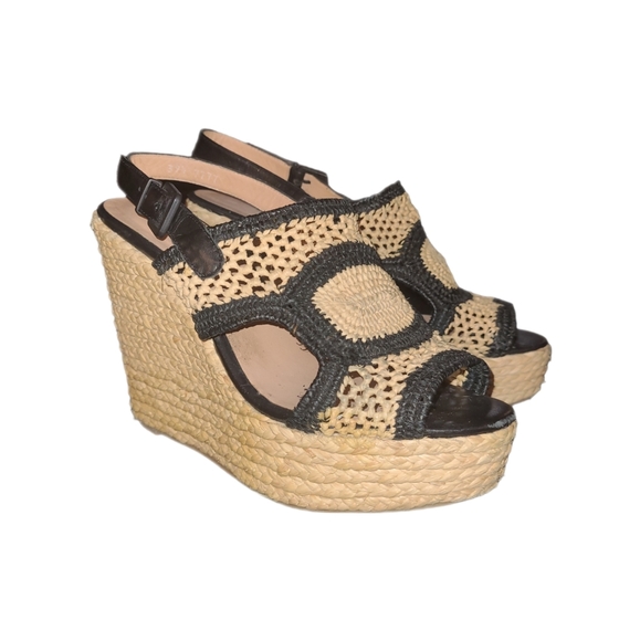 ROBERT CLERGERIE | Drastic Woven Raffia Wedge Sandals in Size EU 39.5 / … - Picture 1 of 8